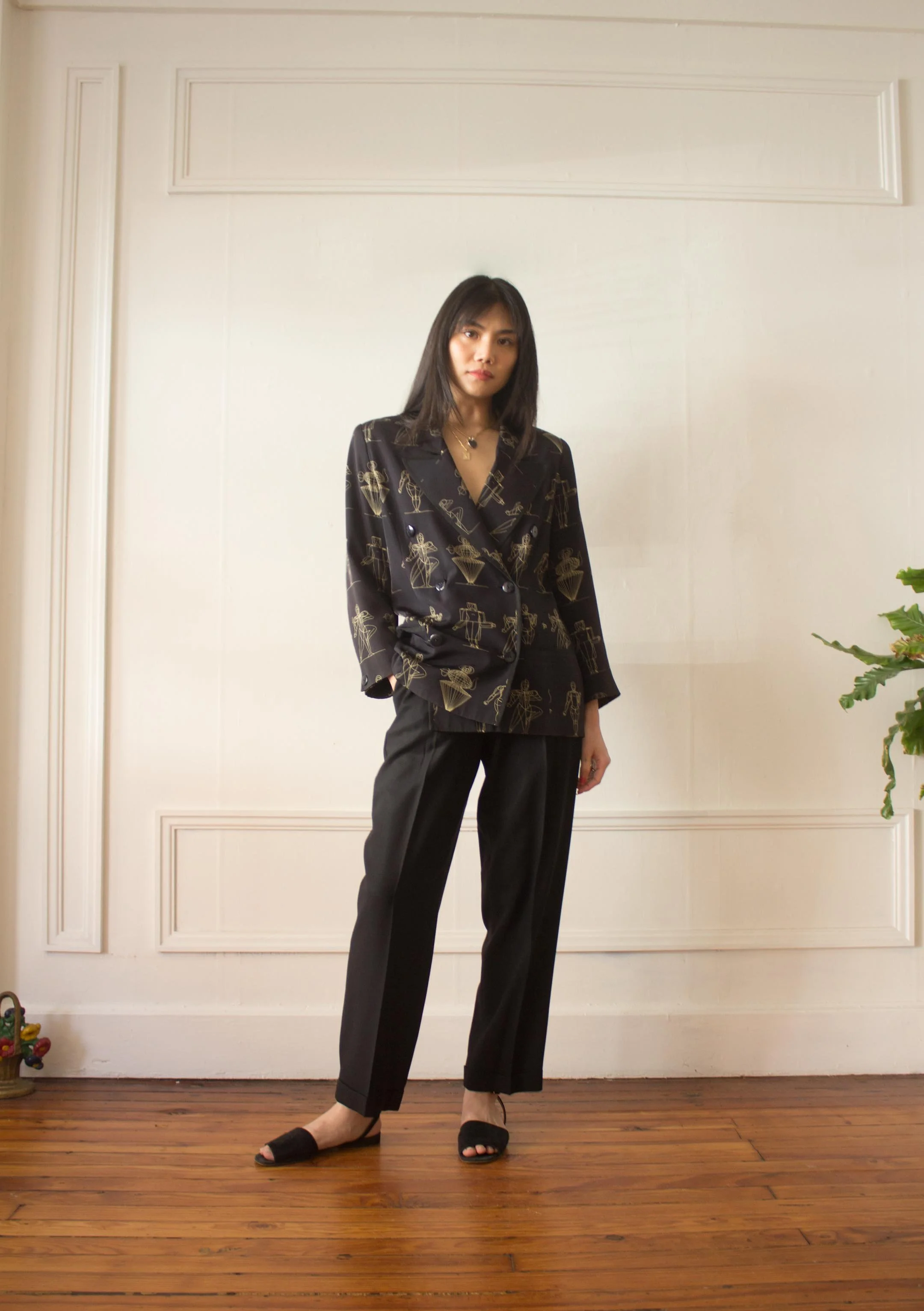 1980s Martine Sitbon Figural Printed Silk Jacket — Wayward 1980s Martine Sitbon Figural Printed Silk Jacket — Wayward